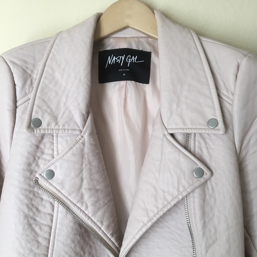 ❌SOLD❌ Blush Faux Leather Moto Jacket ❌SOLD❌ - Picture 5 of 13